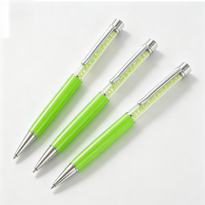 Stylo bille rotatif en métal orné de cristaux, encre multicolore fluide, idéal pour les bureaux, les entreprises et les cadeaux promotionnels. - Product Image 1