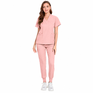 Tenue d'infirmière durable et extensible, haut et pantalon, 78 % polyester, 20 % rayonne, 2 % élasthanne, pour hôpital, clinique, vétérinaire. - Product Image 1