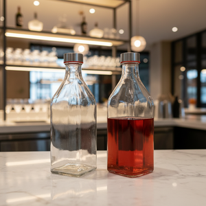 Botella <span class=keywords><strong>de</strong></span> Vidrio Cuadrada <span class=keywords><strong>de</strong></span> 1000 <span class=keywords><strong>ml</strong></span> para Jugo, Diseño 2026, con Tapa <span class=keywords><strong>de</strong></span> Acero Inoxidable, Grado Alimenticio, para Jugo, Bebidas, Agua, con Etiqueta y Logotipo Personalizados - Product Image 1