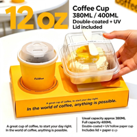 Coffret Combo Personnalisé Café & Dessert Jaune, Plateau à Emporter OEM ODM avec Porte-Gobelet pour Café & Boulangerie