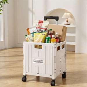 Carrinho de Compras Dobrável com 8 Rodas, 45L, Material PP, Ecológico, Fácil de Limpar, Carrinho para Uso em Compras - Product Image 3