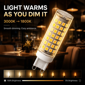 Ampoule LED G9 en céramique, dimmable, lumière chaude, 5W, 3000K-1800K, 400-450LM, 360 degrés, sans scintillement, blanc chaud - Product Image 2