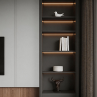 Mueble de TV Moderno de Madera Gris con Estante con Pantalla LED, Mueble Flotante para TV de 65 Pulgadas para Sala de Estar