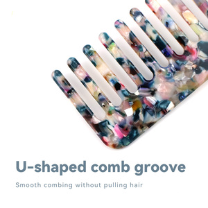 Peigne à cheveux Logo Brosse à cheveux professionnelle Peignes personnalisés Peigne à plaque d'acide acétique Matériaux respectueux de l'<span class=keywords><strong>environnement</strong></span> Dent large - Product Image 4