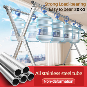 Portant Sur Pied en Acier Inoxydable en Forme de X, Étendoir à <span class=keywords><strong>Linge</strong></span> Rétractable Pliable pour Balcon Extérieur - Product Image 6