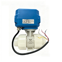 Vanne à boisseau sphérique électrique normalement fermée DN15-50 en PVDF, anti-corrosion, motorisée, pour coupure de circuit