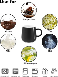 Soft Ceramic Texture Nordic Matte Customizable Colors Cartoon Pattern Coffee Mugs for <b>Kids</b>-Back School Party Use Lid Spoon 400ml - Product Image 4