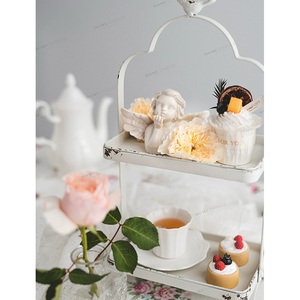 Double-Couche dessert plateau plat de bonbons gâteau présentoir pose-plat de noël porcelaine fruits secs plaques <span class=keywords><strong>d</strong></span>écoration de mariage - Product Image 6