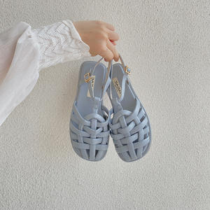 Sandalias Planas de Estilo Francés con Punta Cerrada y Tiras Tejidas, Hebilla, Parte Superior de Cuero Genuino, Suela de EVA Transpirable, Zapatos Romanos, Verano 2026 - Product Image 1