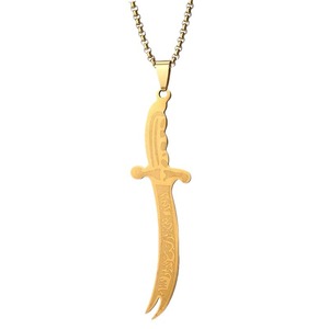 Custom Zulfikar Sword <strong>Dagger</strong> Islamic Muslim Arabic Calligraphy Stainless Steel Pendants Fine Fashion Jewelry <strong>Necklaces</strong> for Men - Product Image 2