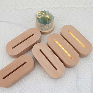 Gỗ <span class=keywords><strong>LED</strong></span> ánh sáng cơ sở 16 màu hình bầu dục bằng gỗ ánh sáng ban đêm cơ sở RGB 3D Đèn chủ cho trống Acrylic USB ánh sáng 3D ảo ảnh đèn cơ sở - Product Image 3