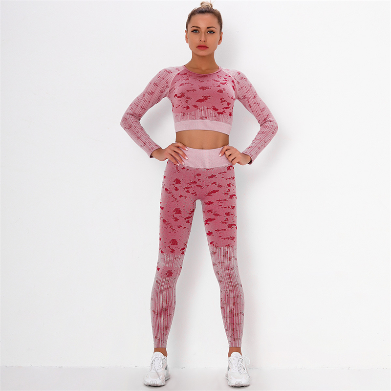Fashion Modern Breathable Workout Clothing Women Active Wear Yoga Set 4 colors Long sleeve