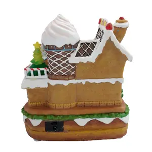 Neuzugang weihnachtlich saisonal Led musikalisches Lebkuchenhaus mit drehenden Figuren