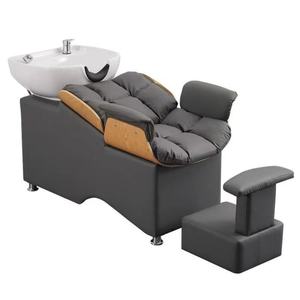 Fauteuil de lavage de cheveux professionnel avec bac en céramique, siège réglable et rembourré - Product Image 1