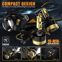 Phares LED H7 H4 Super Lumineux Sunshiny 16000lm 240w, Ampoule de Phare LED H7 pour Voitures et Fourgonnettes Universelles