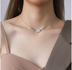 หัวใจหวานตาบอดสำหรับความรักสลักสลักสแตนเลสเสน่ห์จี้สร้อยคอ - Product Image 4