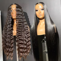 Perruque de Cheveux Humains Naturels Indiens Bruts Vierge en Gros Densité 180% avec Dentelle HD Complète et Transparente