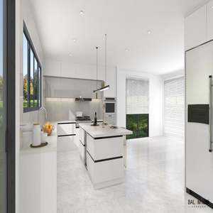 Meuble de cuisine en mélamine en forme de L avec finition mate, disposition fonctionnelle pour les petites cuisines résidentielles - Product Image 3