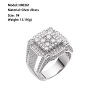 Testeur de diamants Pass, bijoux hip-hop, argent sterling 925, serti de diamants, bague ronde en moissanite VVS, forme carrée, pour hommes