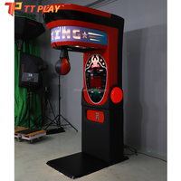 Machine de jeu d'arcade interactive de boxe en métal, à monnayeur, pour 2 joueurs, avec sac de frappe électronique, test de force et son dynamique