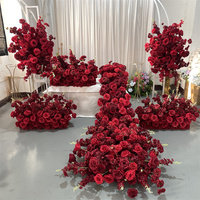IFG Moderne Hoge Kwaliteit Kunstzijde Rode Rozen Bloemenloper Tafeldecoratie Achtergrond voor Bruiloft Feestdecoratie