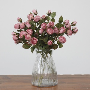 Nouveauté : 5 têtes de fleurs artificielles en soie, rose rétro, petite rose rouge, orange brûlé, décoration de table centrale de mariage, décoration de <span class=keywords><strong>la</strong></span> maison, décoration d'anniversaire - Product Image 3