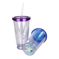 Gobelet lumineux à double paroi en plastique avec logo personnalisé, très populaire et en promotion