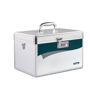 Security Lock Box With Key And Combination Lock Medical Equipment Empty Aluminium First Aid Box Aluminium Medicine Box