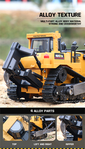 HOSHI <span class=keywords><strong>HUINA</strong></span> <span class=keywords><strong>1569</strong></span> <span class=keywords><strong>Bulldozer</strong></span> lourd en alliage 1:16, camion RC 9 canaux 2,4 GHz, véhicule d'ingénierie, <span class=keywords><strong>bulldozer</strong></span> lourd avec corps en alliage - Product Image 4