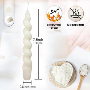 Unscented Spiral <strong>Candle</strong> Handmade Milk <strong>White</strong> Short Candlesticks Smokeless <strong>Taper</strong> <strong>Candles</strong> for Home - Product Image 4