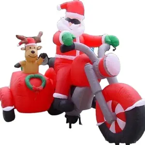 Inflatable Santa Trên Xe Máy Ngoài Trời Trang Trí Giáng Sinh