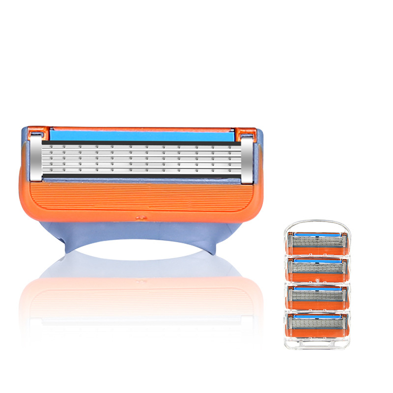 Пятислойные лезвия для ручной бритвы из нержавеющей стали, лезвия для бритвы с четырьмя лезвиями