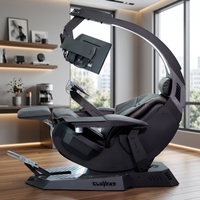 Cabina de Juego para Computadora Cluvens Manticore, Cabina de Trabajo Reclinable, la Más Vendida, Grande y Cómoda para Múltiples Monitores, con Función de Masaje