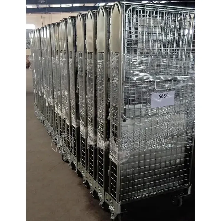Customized sizes high quality japan warehouse metal wire foldable steel logistics roll cage container