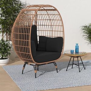 Chaise œuf en rotin pour jardin, mobilier de jardin pour cour extérieure - Product Image 2