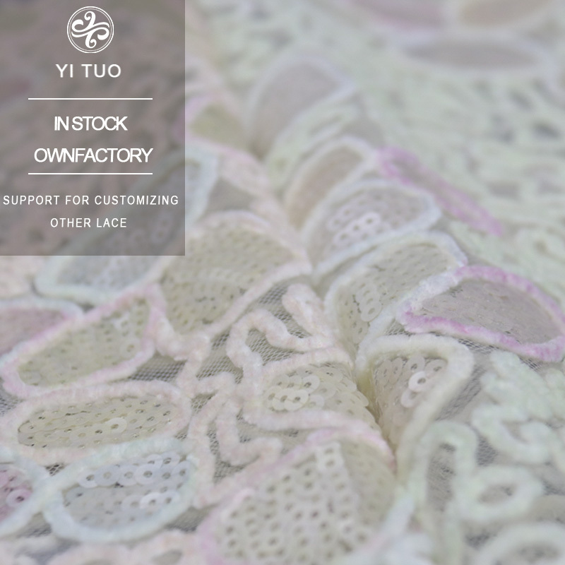 Wholesale Beaded Sequins Embroidered Fabric for