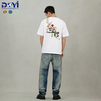 T-shirt unisexe surdimensionné 100 % coton, imprimé numérique, broderie florale tournesol, irisé, photochromique, changeant de couleur, 240g
