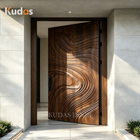 Porte pivotante en bois massif sculpté en 3D, style villa moderne, taille personnalisée, porte d'entrée principale de luxe, porte de sécurité pour maison résidentielle