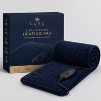 Almohadilla Eléctrica de Franela Azul Marino Personalizada OEM, 30x60cm, Controlador LED Digital, 6 Niveles de Calor, Protección de Seguridad Contra Sobrecalentamiento