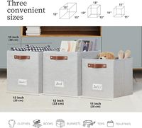 Lot de 4 grands paniers de rangement en toile pliable avec poignées pour rangement à domicile et au bureau.