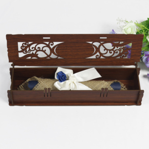 Caja de Madera Rústica para Invitaciones de Boda, Caja para Invitaciones de Boda con Papel de Envolver y Cinta Decorativa - Product Image 1