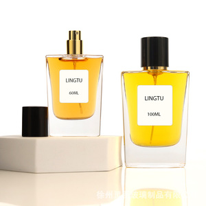 ขวดน้ำหอมแก้ว Lingtu 100 มล. 60 มล. ทรงสี่เหลี่ยมใส พร้อมฝาปิดสำหรับน้ำหอม - Product Image 4