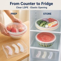 Film plastique transparent en PEBD de qualité alimentaire, couvre-plats de buffet à ouverture élastique pour bols à pâtes, plateaux à sushis, plateaux à raviolis, cafés