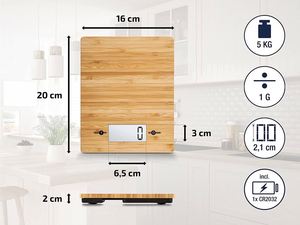 Timbangan dapur Digital bambu Jumon, timbangan dapur Digital dengan layar LCD fungsi Tara 11 lbs. Kapasitas 0.1 oz. Timbangan makanan wisuda presisi - Product Image 5