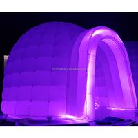 Tente igloo gonflable en tissu Oxford blanc de 10 pieds/3 m avec éclairage LED, tente dôme gonflable LED RVB illuminante pour événements