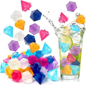 Glaçon réutilisable en plastique, silicone, diamant coloré pour boissons, vin, glaçons de refroidissement non fondants pour glacières - Product Image 1