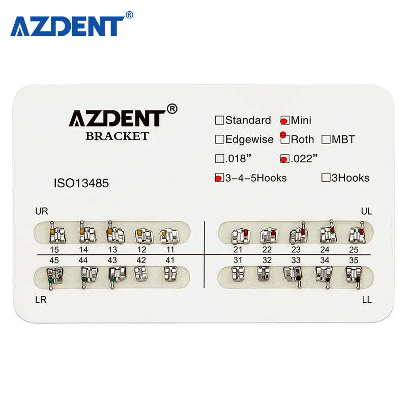 Durable in use Azdent metal bondable mini Roth dental brackets for orthodontic