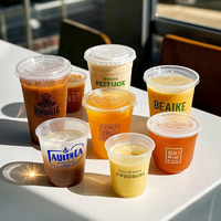Gobelet en plastique PET avec logo personnalisé imprimé, gobelet jetable pour jus, gobelet à café