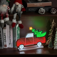 Lampe LED néon 3D miroir infini en forme de camion de Noël, personnalisable en usine, pour la décoration de la maison et des magasins en période de fêtes, OEM, faible MOQ