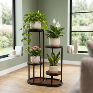 Modern Elliptical Flower <b>Stand</b> with 4 <b>Tier</b> <b>Indoor</b> <b>Plant</b> Display for Home Decor - Product Image 5